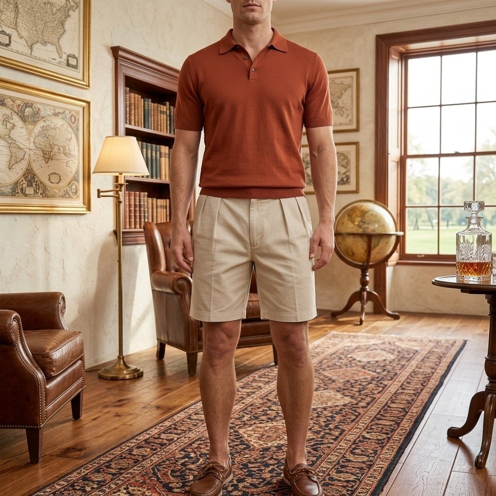 Vintage Polo Ralph Lauren Tyler Short Mens 34 Tan Pleated‎ Cotton Chino Shorts